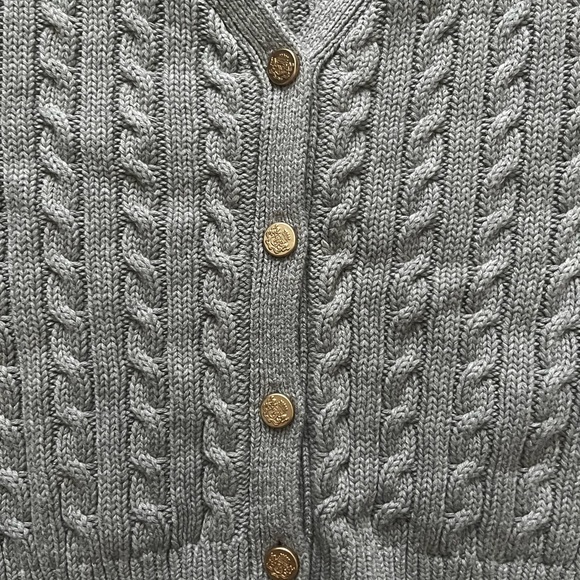 NWOT Abercrombie & Fitch Women’s Gray Cable-Knit V-Neck Button Sweater Vest S - Picture 2 of 7
